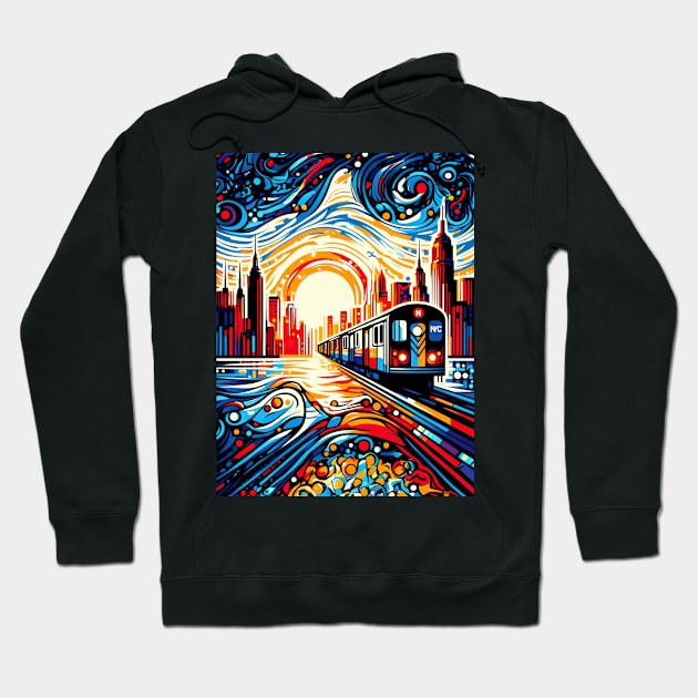 New York Subway illustration NYC Subway Train Hoodie by Nysa Design